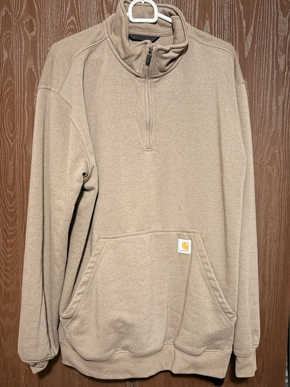 Carter's Tan Half-Zip Kangaroo Pocket Sweater